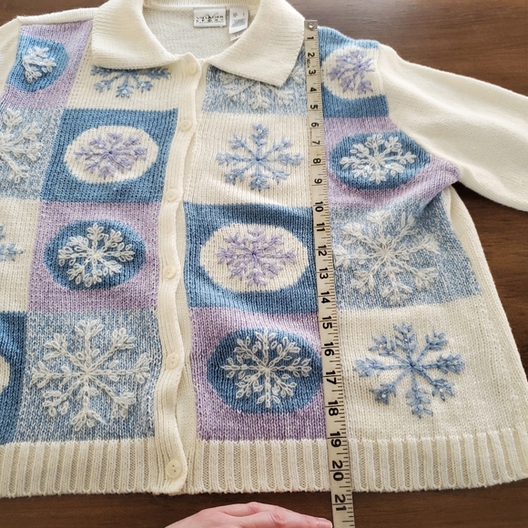 Vintage Snowflake Winter Cardigan Sweater Size Large - Picture 9 of 12
